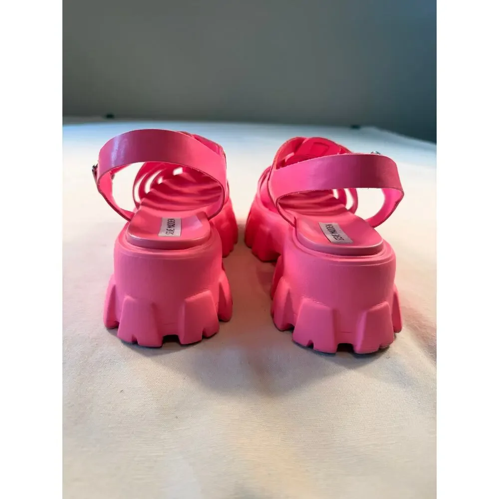 Steve Madden Echo Hot Pink Platform Fisherman Sandals Size 8.5